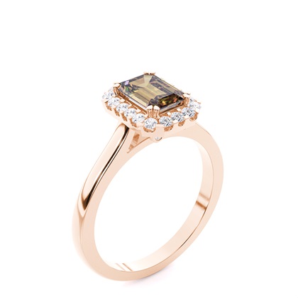 Ovaler Halo Champagner Diamantring aus Weißgold