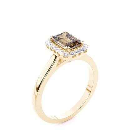 Ovaler Halo Champagner Diamantring aus Weißgold