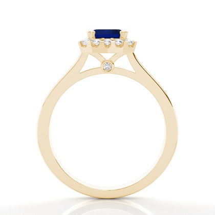 Halo Diamant Smaragdblau Saphir Verlobungsring