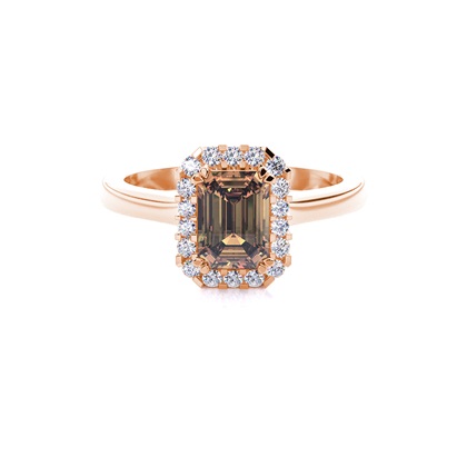 White Gold Oval Halo Champagne Diamond Ring