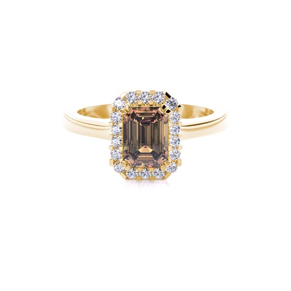 White Gold Oval Halo Champagne Diamond Ring