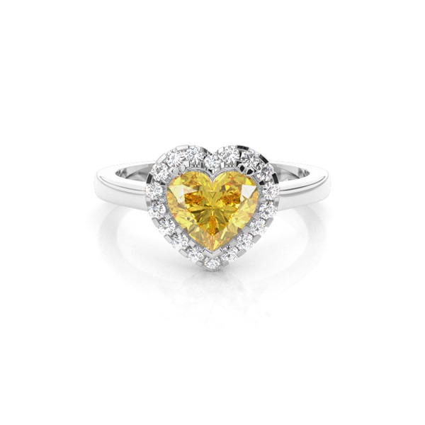 Prong Yellow Diamond Halo Engagement Ring