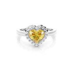 Prong Yellow Diamond Halo Engagement Ring
