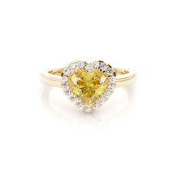 Prong Yellow Diamond Halo Engagement Ring