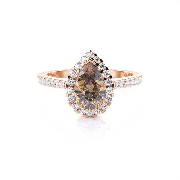 Prong Setting Champagne Diamond Halo Engagement Ring