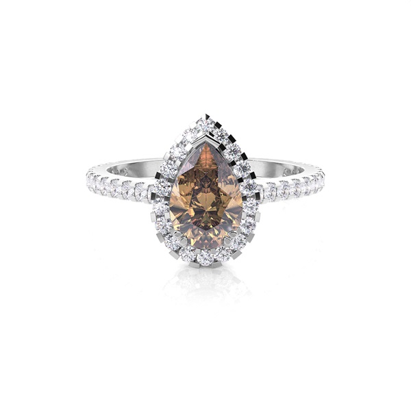 Prong Setting Champagne Diamond Halo Engagement Ring