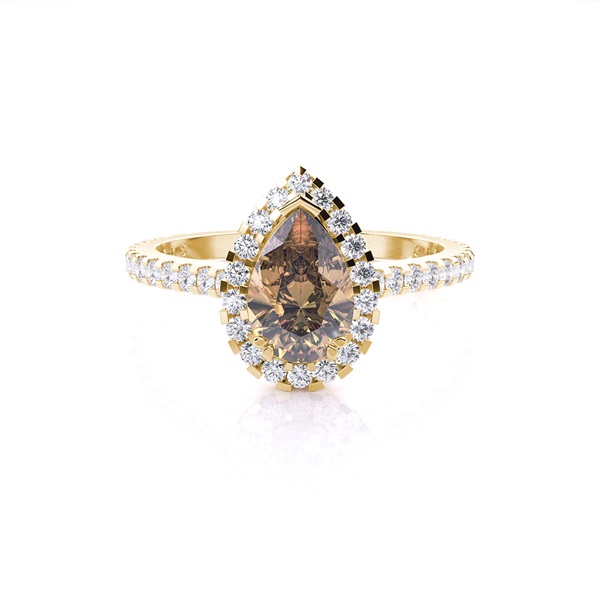 Prong Setting Champagne Diamond Halo Engagement Ring