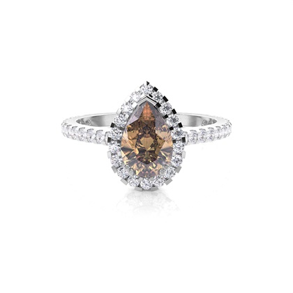 Prong Setting Champagne Diamond Halo Engagement Ring