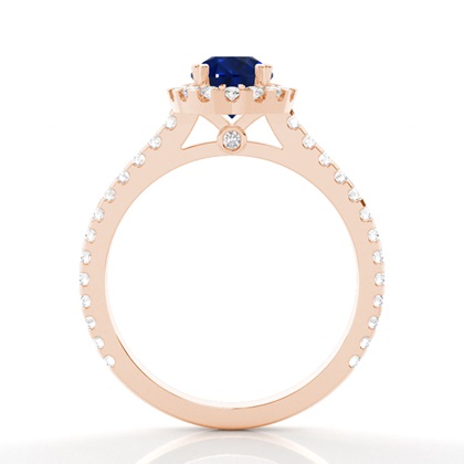 Ovaler Halo Blauer Saphir Verlobungsring