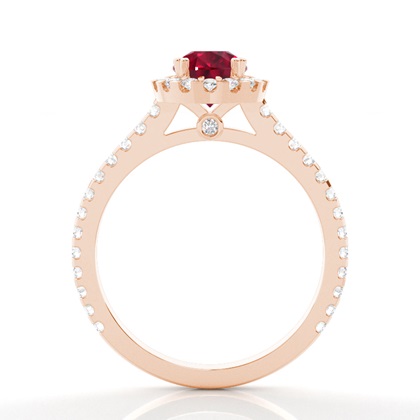 Ovaler Halo Rubin Verlobungsring