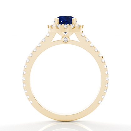 Ovaler Halo Blauer Saphir Verlobungsring