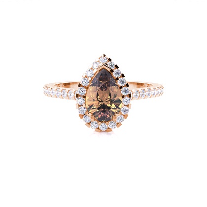 Prong Setting Champagne Diamond Halo Engagement Ring