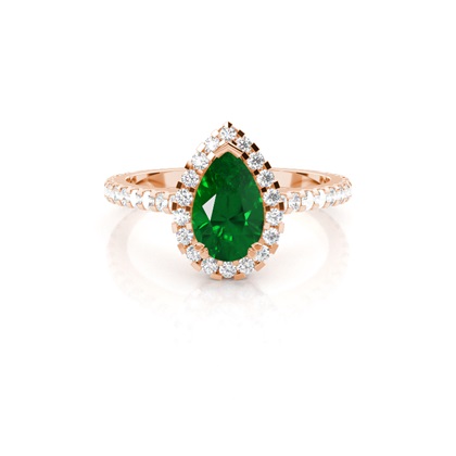 Oval Halo Emerald Engagement Ring