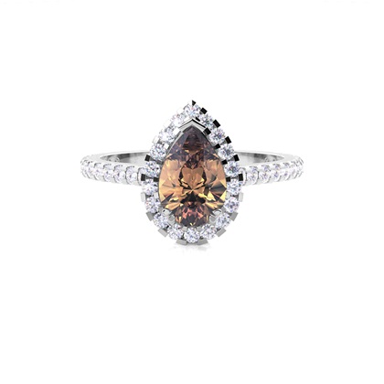 Prong Setting Champagne Diamond Halo Engagement Ring