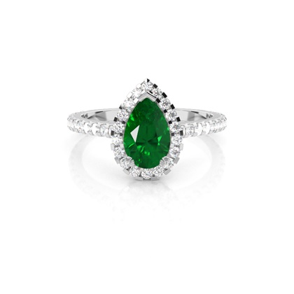 Oval Halo Emerald Engagement Ring