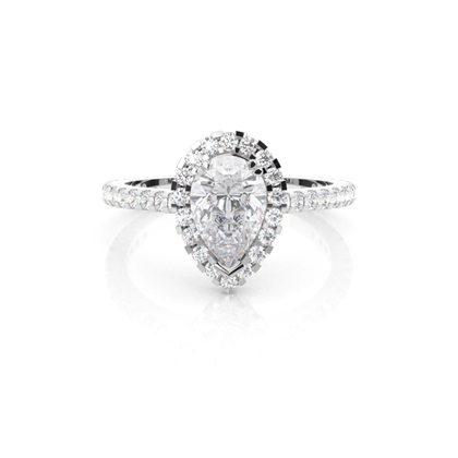Prong Setting Halo Moissanite Engagement Ring