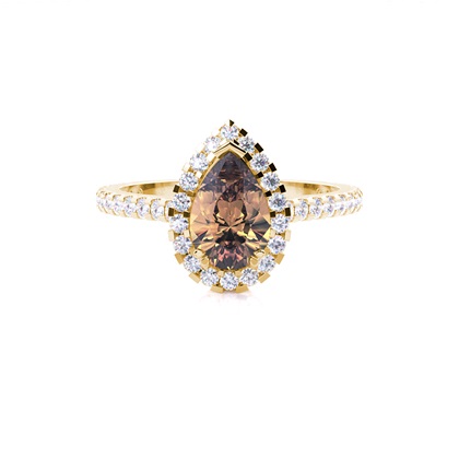 Prong Setting Champagne Diamond Halo Engagement Ring