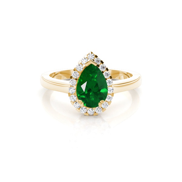 Halo Diamond Pear Emerald Engagement Ring