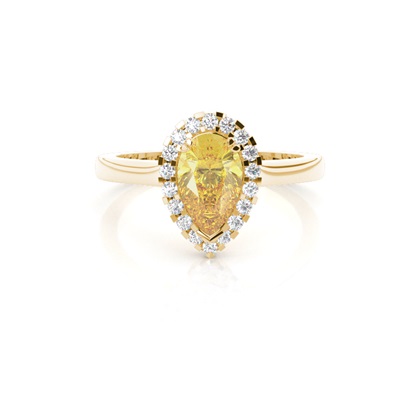 Pear Yellow Gold Diamond Engagement Rings