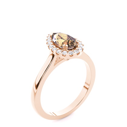 Ovaler Halo Champagner Diamantring aus Weißgold