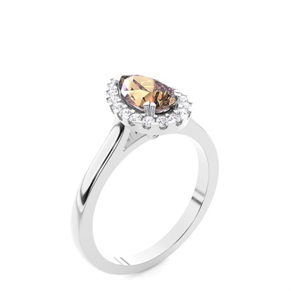 Ovaler Halo Champagner Diamantring aus Weißgold