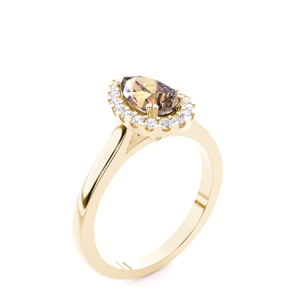 Ovaler Halo Champagner Diamantring aus Weißgold