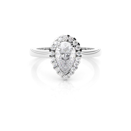 White Gold Oval Halo Moissanite Engagement Ring