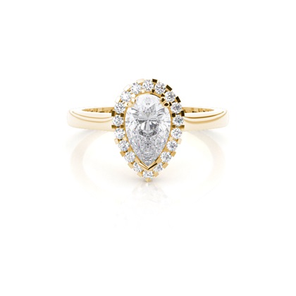White Gold Oval Halo Moissanite Engagement Ring