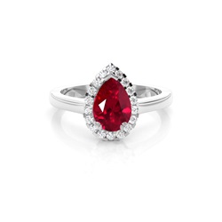 Halo Diamant Birne Rubin Verlobungsring