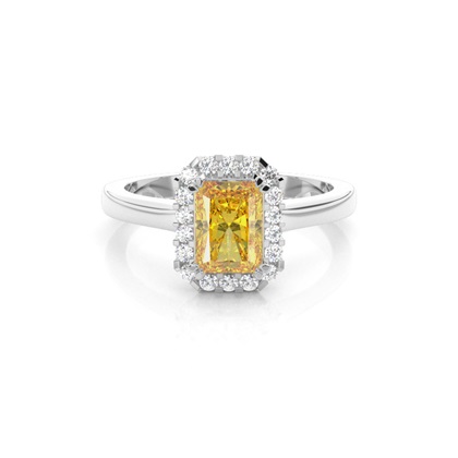 Prong Yellow Diamond Halo Engagement Ring