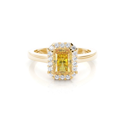 Prong Yellow Diamond Halo Engagement Ring