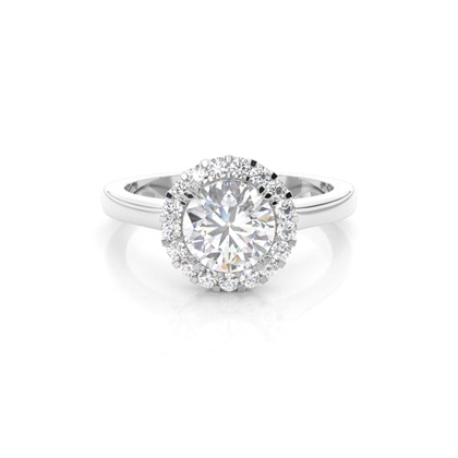 White Gold Oval Halo Moissanite Engagement Ring