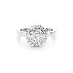 White Gold Oval Halo Moissanite Engagement Ring