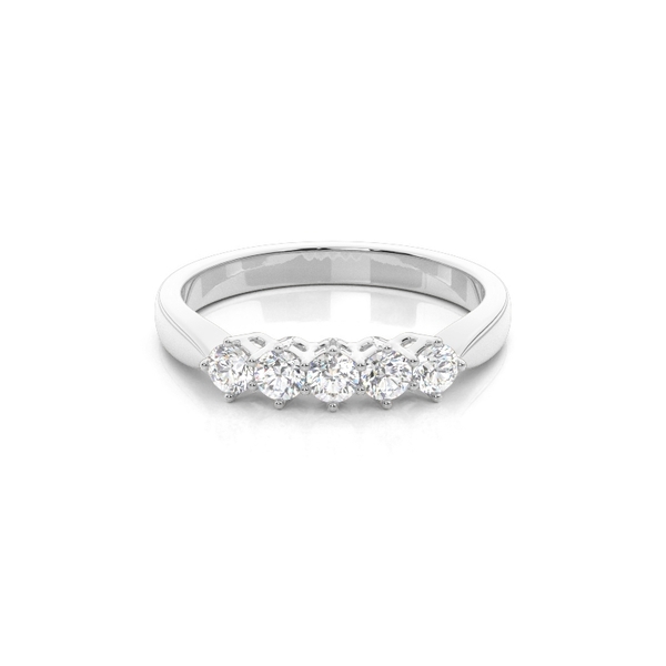 Anillo De Cinco Gemas Liso Engarzado En 6 Garras