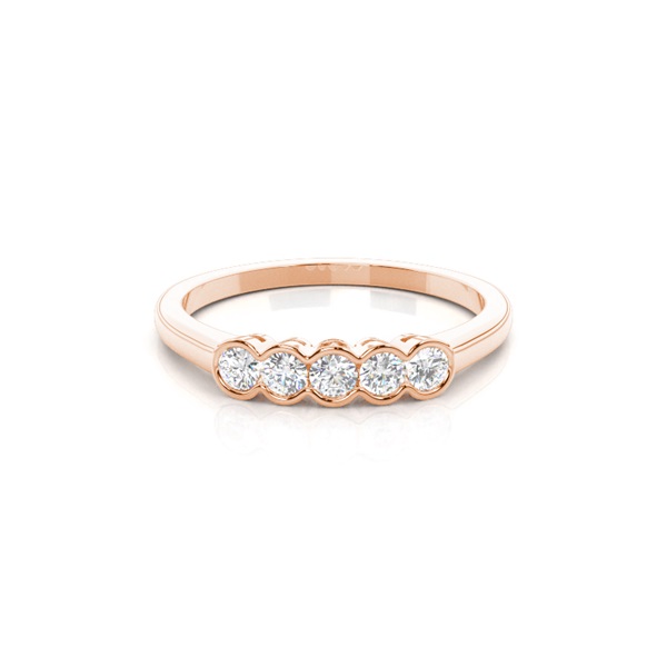 Semi Bezel Setting Plain Five Stone Ring