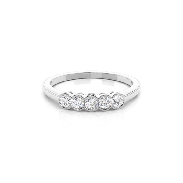 Semi Bezel Setting Plain Five Stone Ring