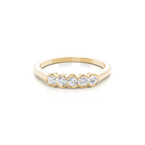 Semi Bezel Setting Plain Five Stone Ring