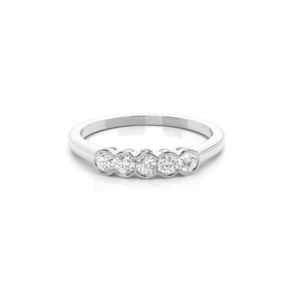 Semi Bezel Setting Plain Five Stone Ring