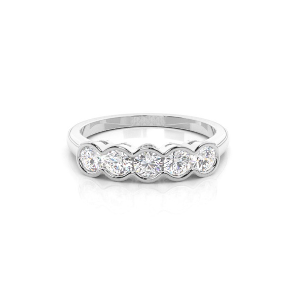 Semi Bezel Setting Plain Five Stone Ring