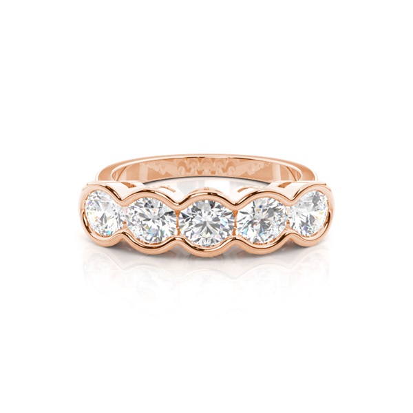 Semi Bezel Setting Plain Five Stone Ring