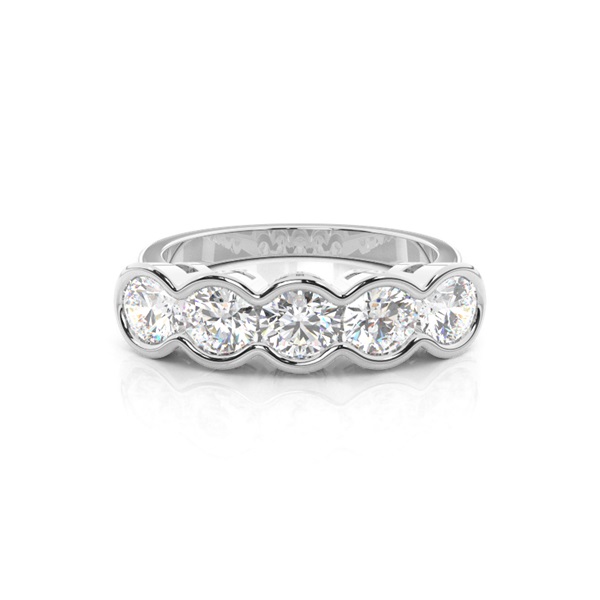 Semi Bezel Setting Plain Five Stone Ring