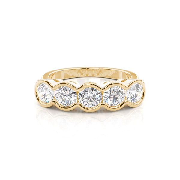 Semi Bezel Setting Plain Five Stone Ring