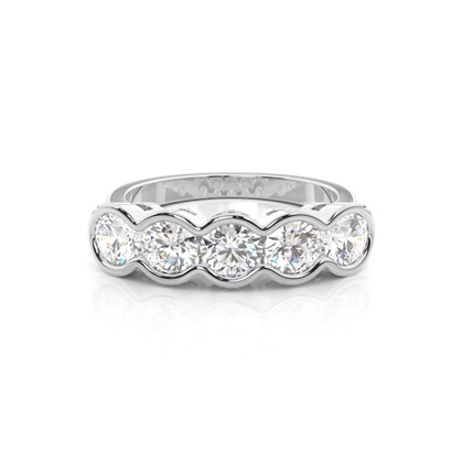 Semi Bezel Setting Plain Five Stone Ring