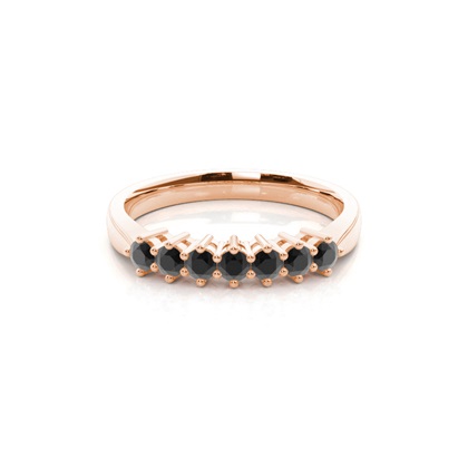 Round Black Diamond Seven Stone Ring
