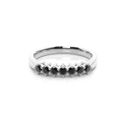 Round Black Diamond Seven Stone Ring