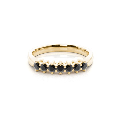 Round Black Diamond Seven Stone Ring