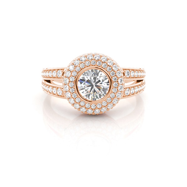 Multi Diamant Verlobungsring in einer Zargenfassung mit Schulter Diamanten