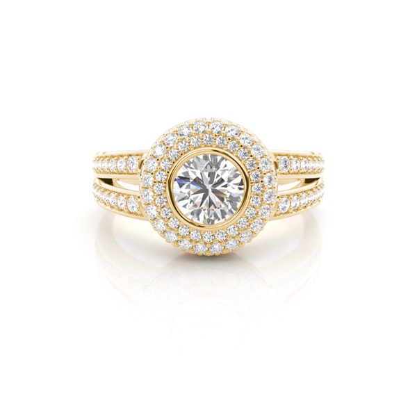 Multi Diamant Verlobungsring in einer Zargenfassung mit Schulter Diamanten