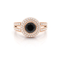 Multi schwarze Diamanten in einer Zargenfassung mit Schulter Diamanten