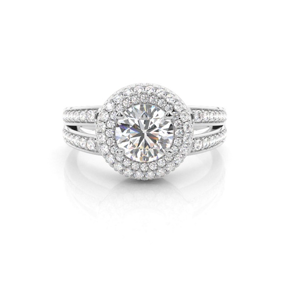 White Gold Halo Diamond Engagement Ring